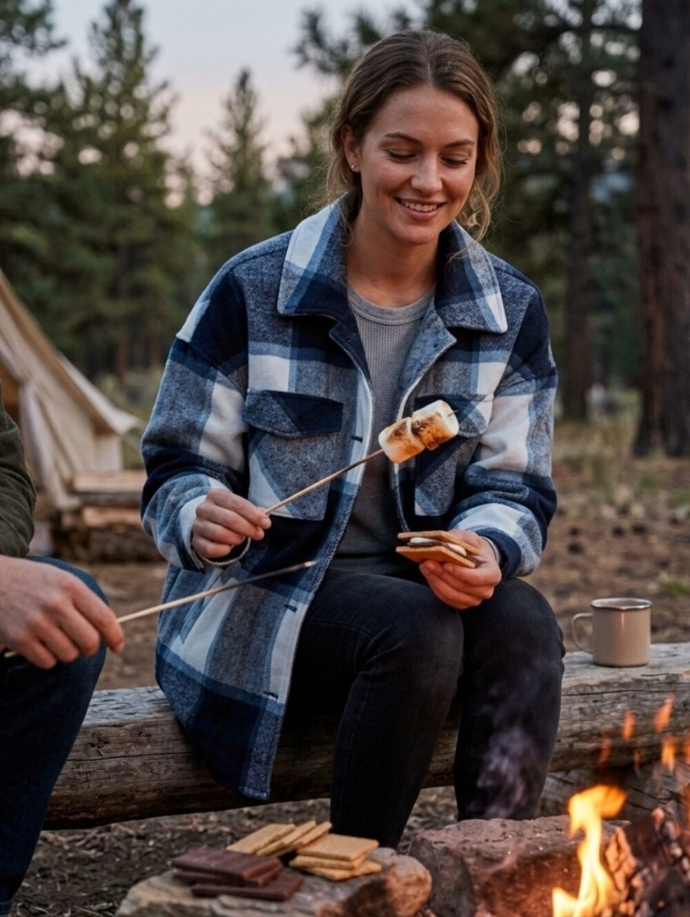 Ci Sono Plaid Shacket